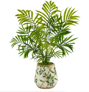 18" Artificial Mini Areca Palm in Floral Vase - Low Maintenance, Life-Like & Vibrant Silk Plants For Busy People.