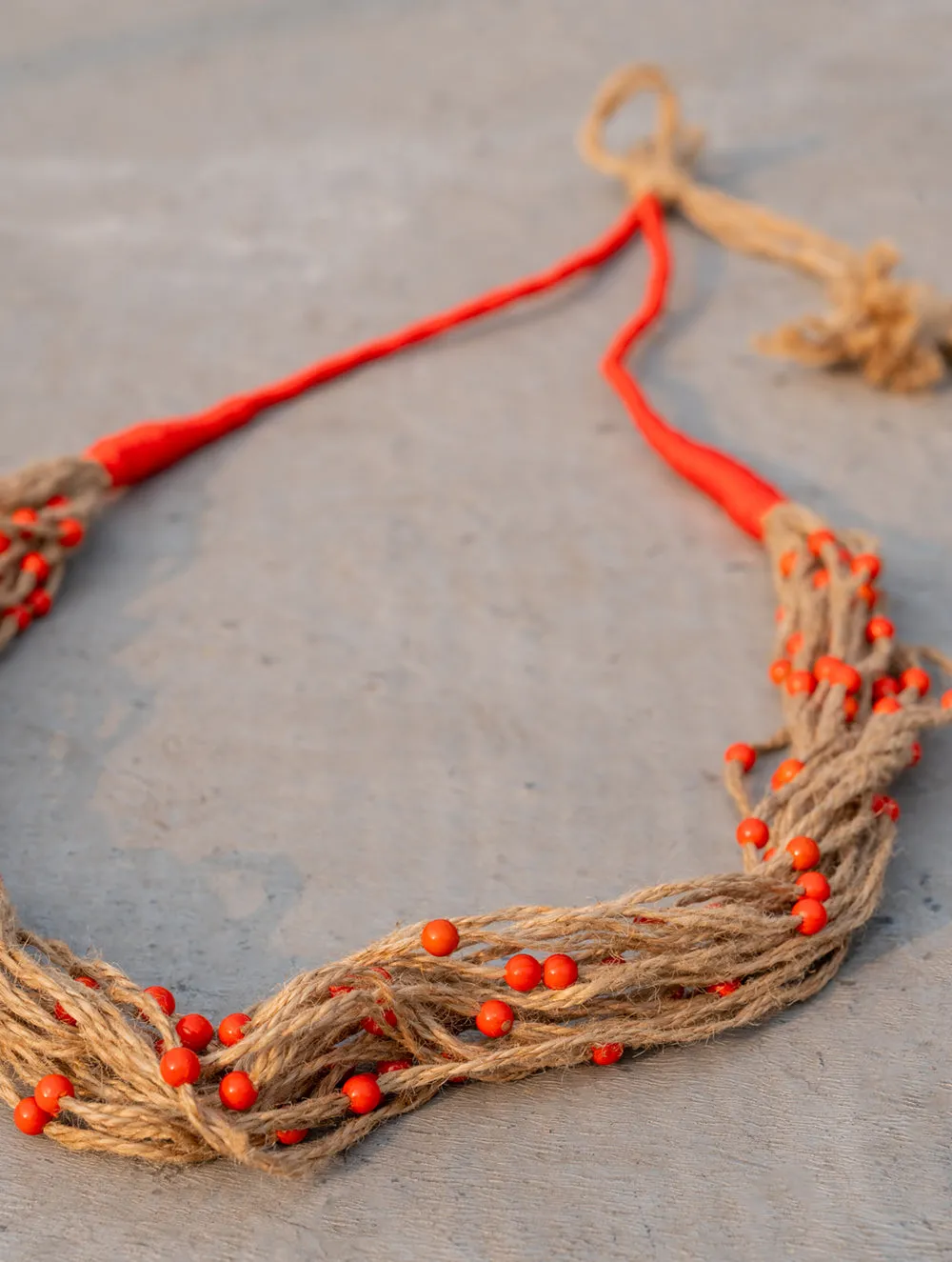 Fiery Fields Layered Jute Necklace