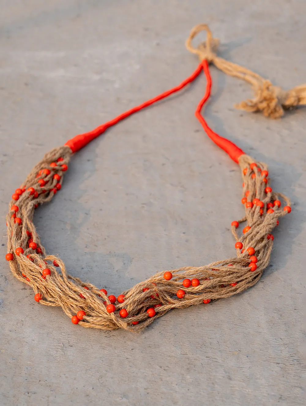 Fiery Fields Layered Jute Necklace