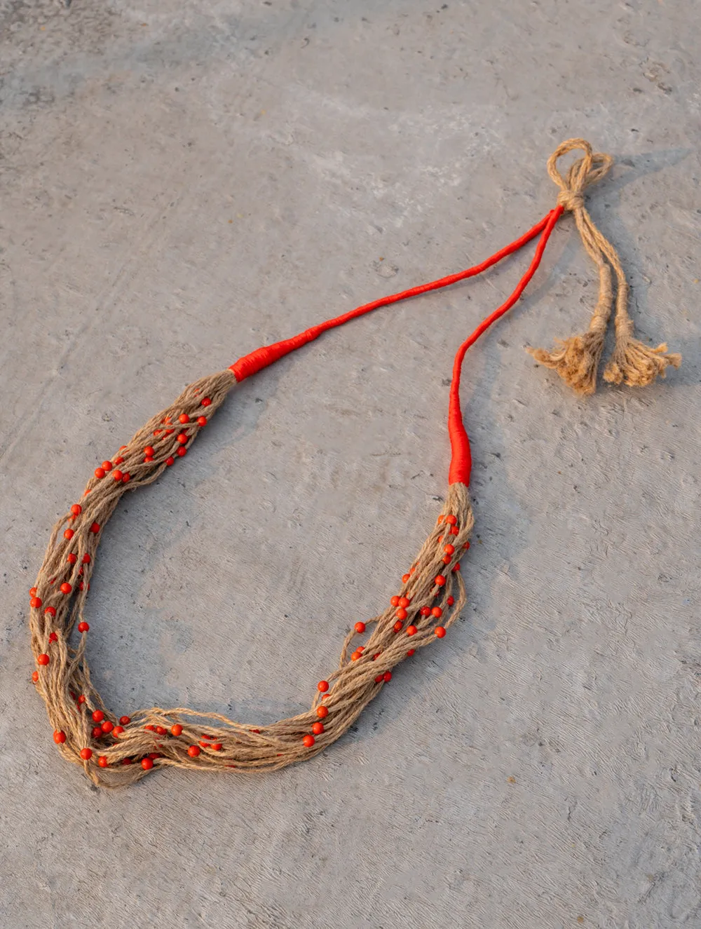 Fiery Fields Layered Jute Necklace