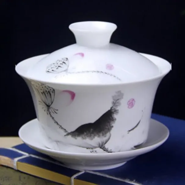 Gaiwan-The Brewing Cup With Saucer | Grey Floral Print