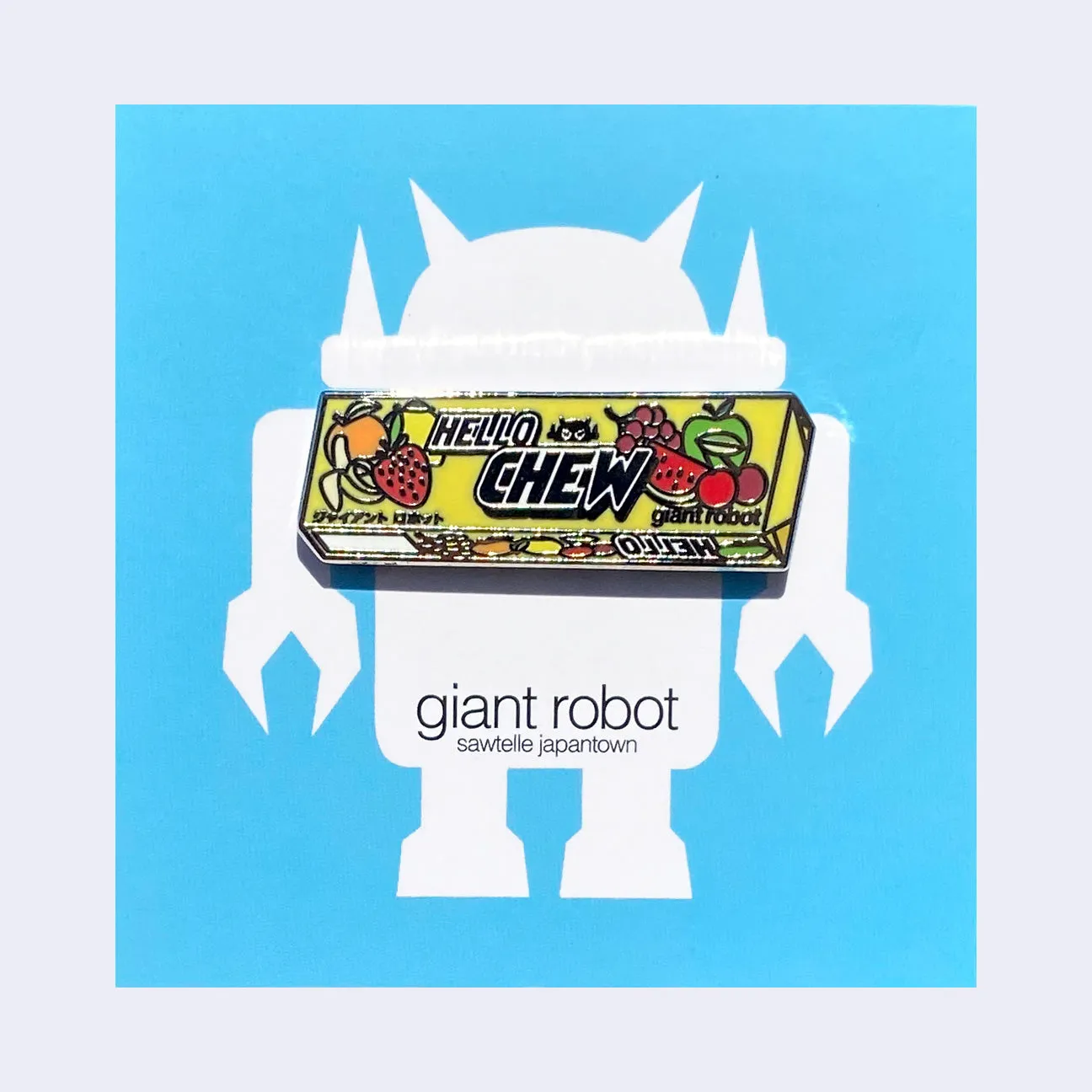 Giant Robot - Hello Chew Hi-Chew Candy Enamel Pin (Yellow)