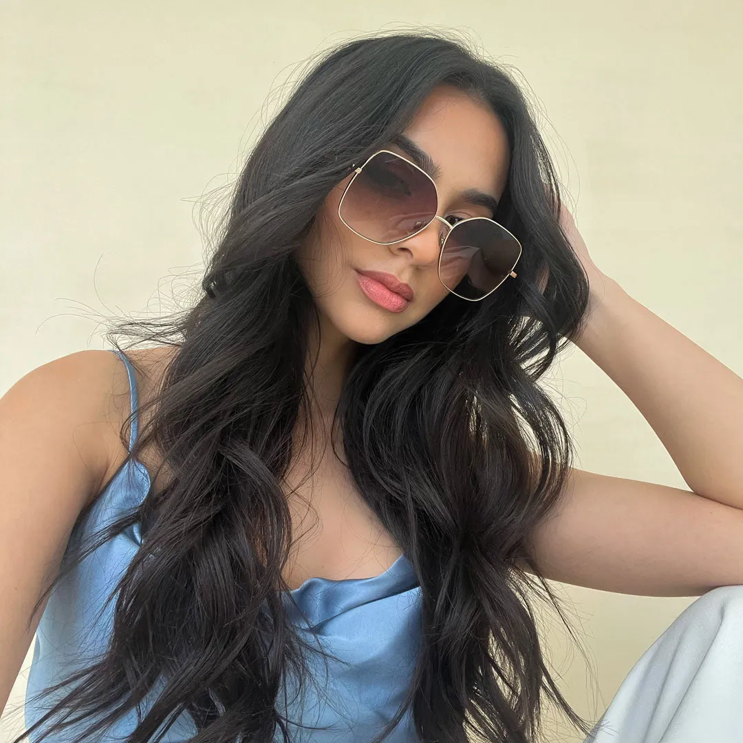 IRIS - MATTE GOLD   SHARP BROWN GRADIENT SUNGLASSES