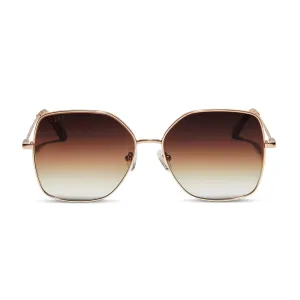 IRIS - MATTE GOLD   SHARP BROWN GRADIENT SUNGLASSES