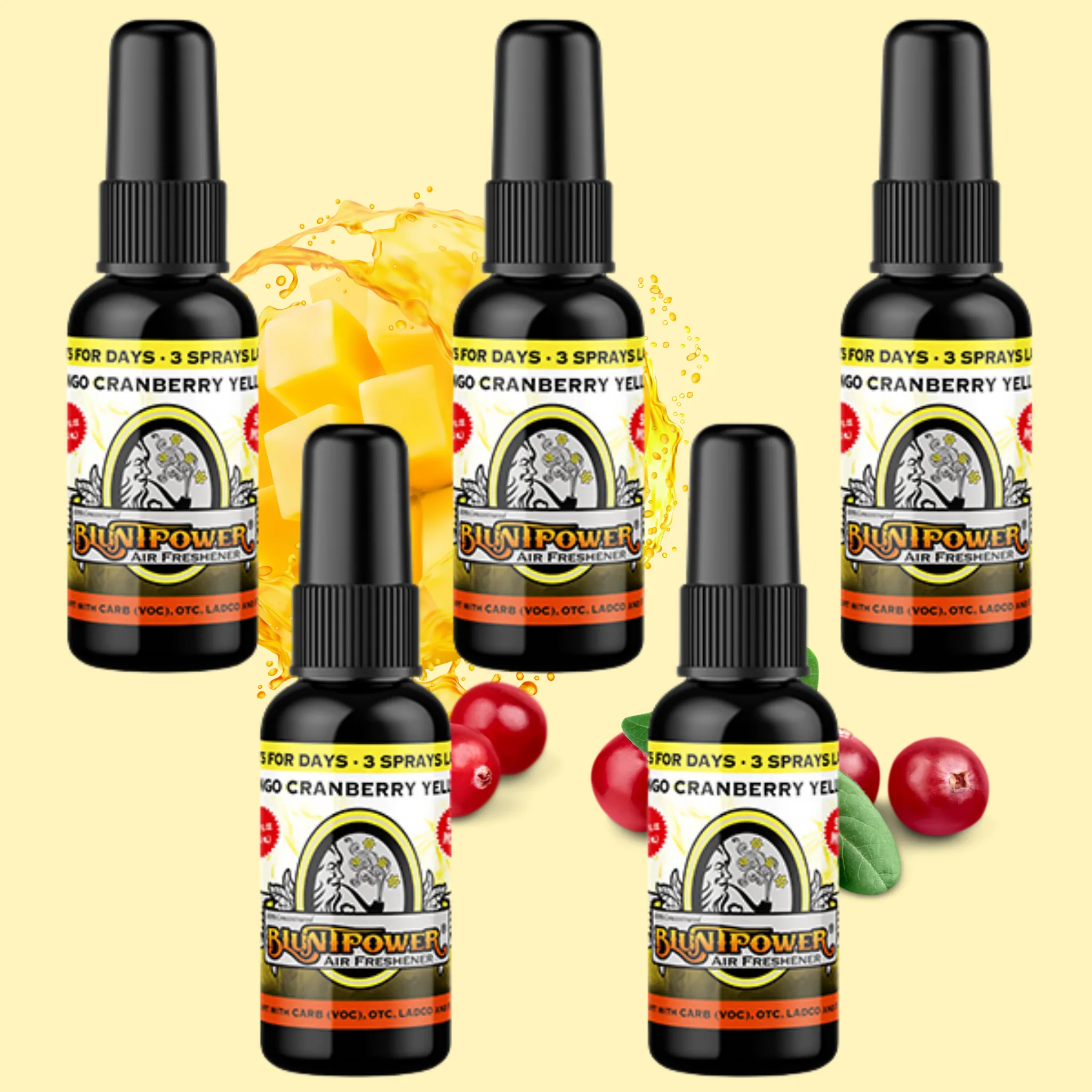 Mango Cranberry Yellow Air Freshener Bundle (5 Pack)