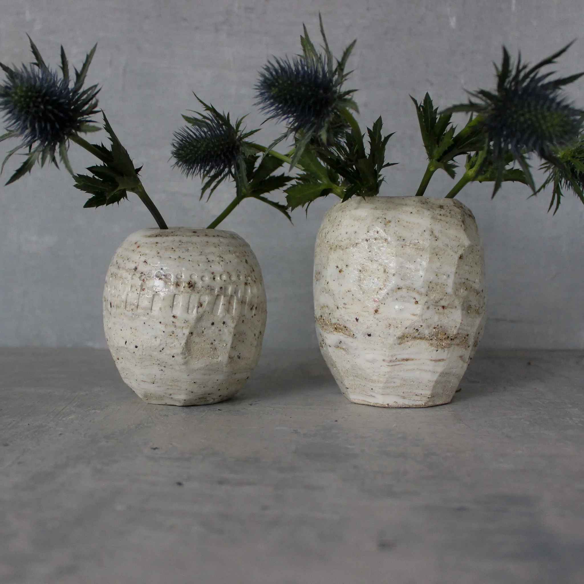 Marbled Faceted Vases