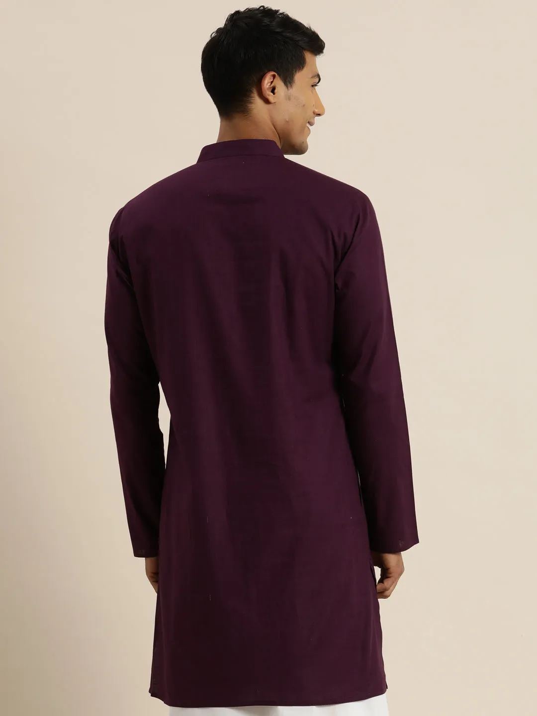 Men's Purpe Cotton Kurta - Vastramay