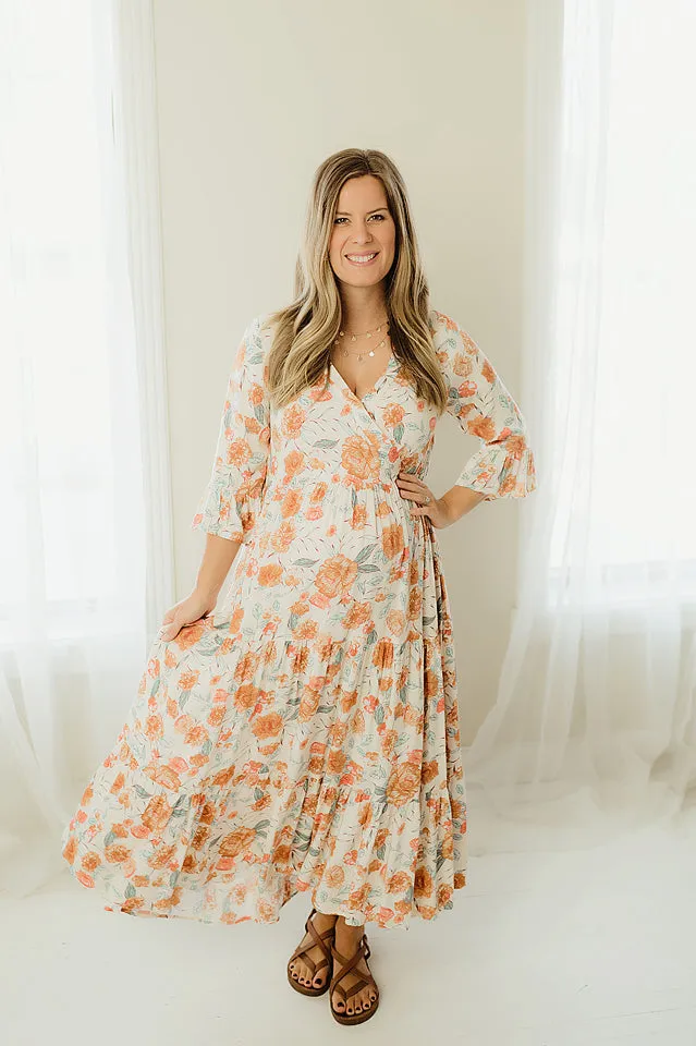 Romantic Floral Surplice Midi