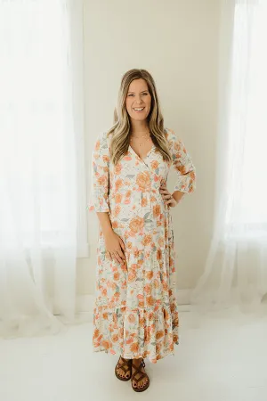 Romantic Floral Surplice Midi