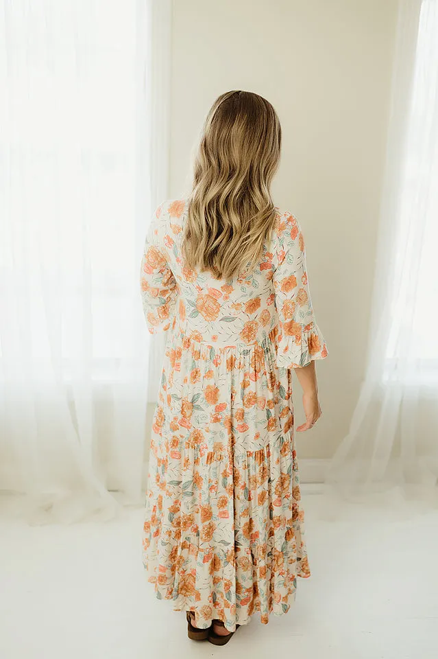 Romantic Floral Surplice Midi