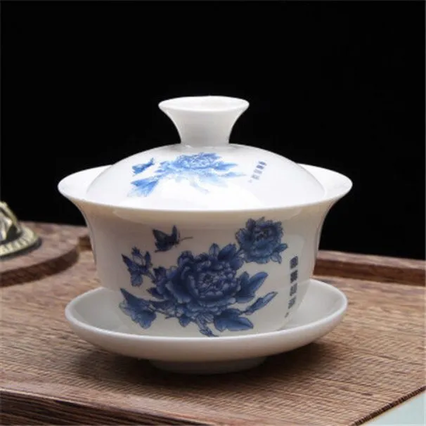 The Brewing Cup With Saucer Nature and Lid- Blue Print